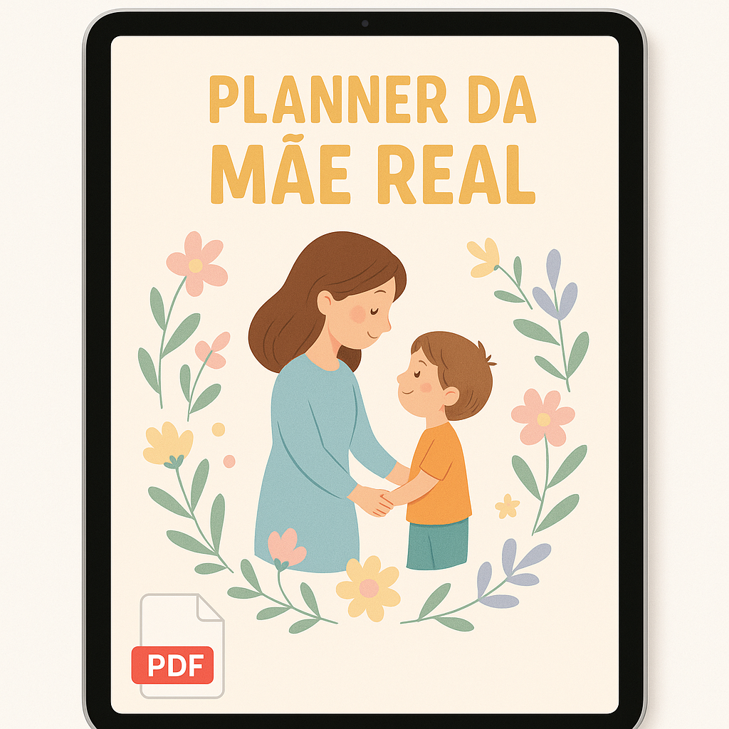 Capa do Planner da Mãe Real em um tablet