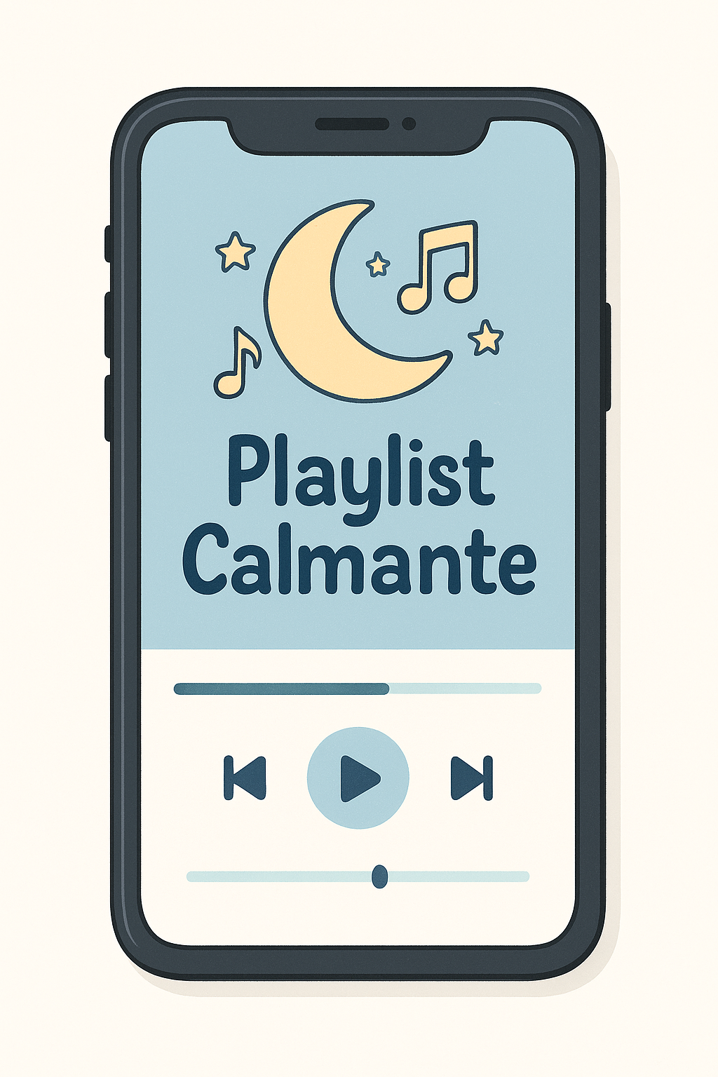 Ilustração de um smartphone tocando a Playlist Calmante